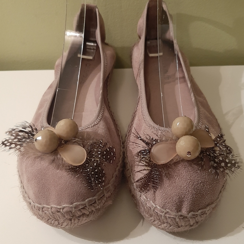 ANDRE ASSOUS Taupe Suede Leather Espadrilles size 10 M